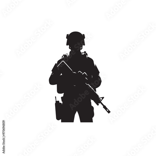 Soldier silhouette. Soldier vector design black and white. Soldier logo, icon.