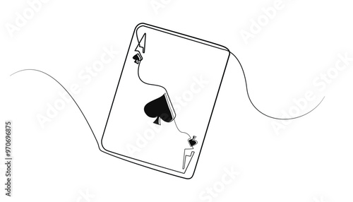line art of playing cards.ace card single line vector.ace card icon drawn in one line