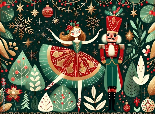 Nutcracker Festivo: Magia Navideña Ilustrada