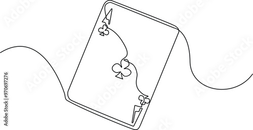 continuous line of playing cards.ace card single line vector.ace card icon drawn in one line