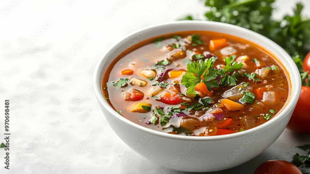 Photo of Hearty Vegetable Soup with Parsley Garnish Photo of Hearty Vegetable Soup with Parsley Garnish