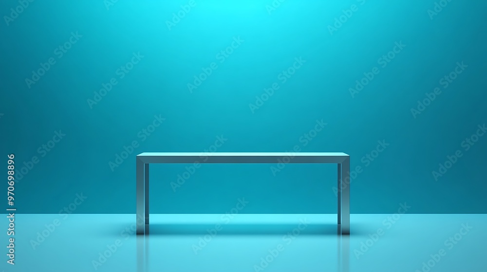 Minimalist Silver Tabletop on a Blue Background Minimalist Silver Tabletop on a Blue Background