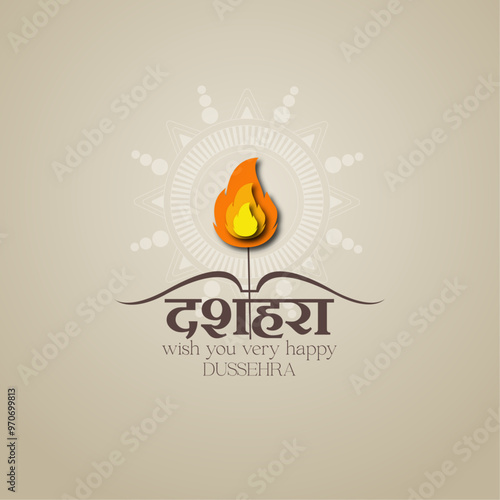 Illustration with symbol of Ravana and Bow-Arrow for Hindu Festival DUSSEHRA (Vijaydashami)