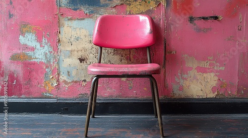 Wallpaper Mural A vibrant pink school chair with a modern design, featuring a sturdy frame and ergonomic seating. The chair’s bright color and simple yet functional structure make it ideal for classroom settings, Torontodigital.ca