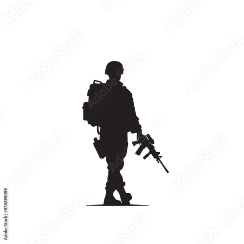 Soldier silhouette. Soldier vector design black and white. Soldier logo, icon.