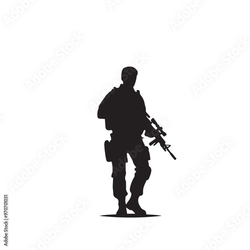 Soldier silhouette. Soldier vector design black and white. Soldier logo, icon.