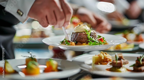 Chef Preparing Gourmet Restaurant Food - Photo