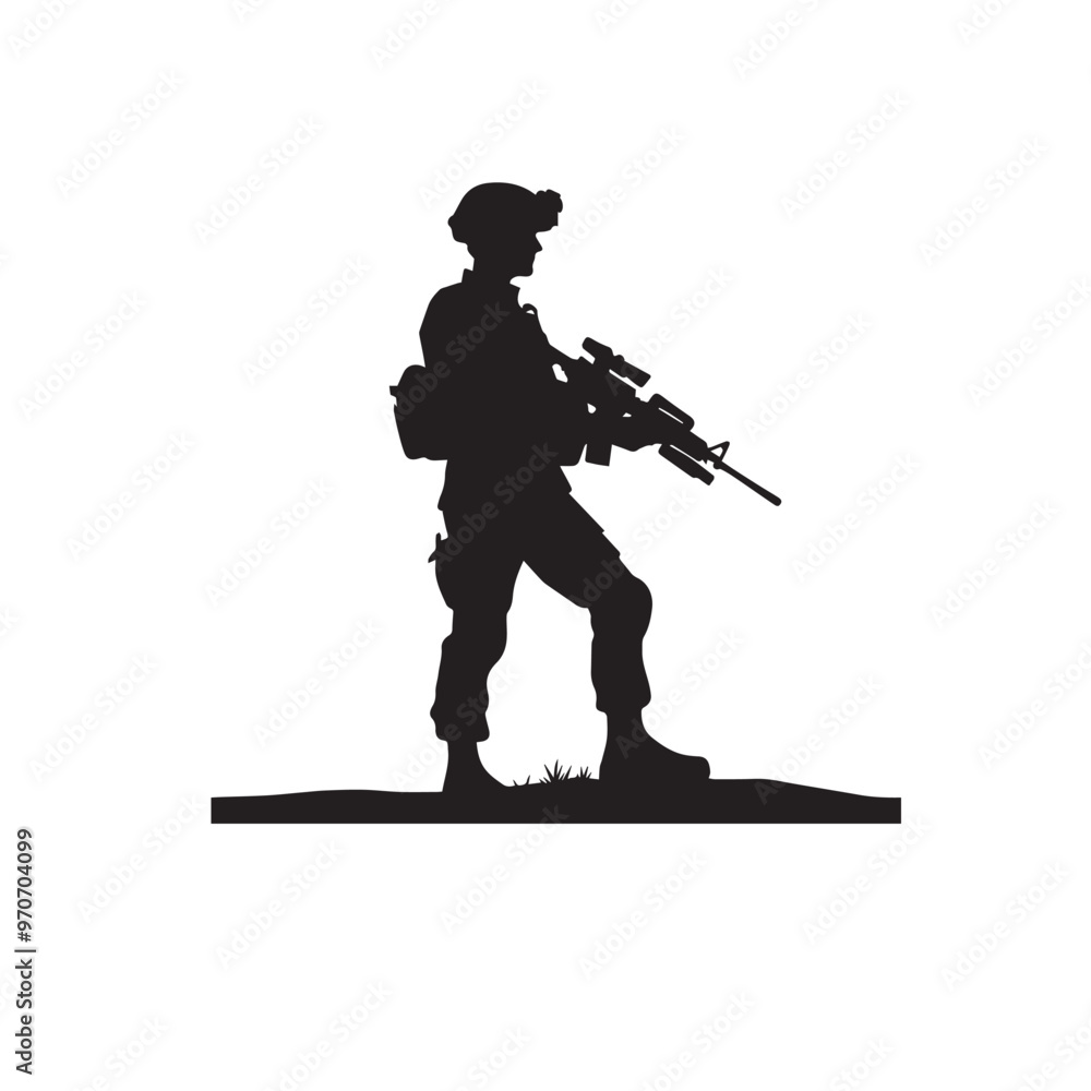 Soldier silhouette. Soldier vector design black and white. Soldier logo, icon. Soldier silhouette. Soldier vector design black and white. Soldier logo, icon.