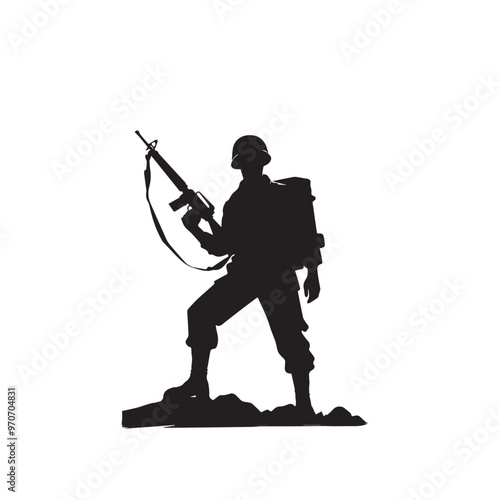 Soldier silhouette. Soldier vector design black and white. Soldier logo, icon.