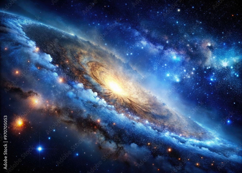 Fototapeta premium Futuristic Space Exploration Galaxy Starry Night Photography Print Flyer Cosmos Deep Space High Contrast Dark Blues