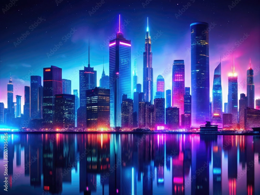 Moody Neon CityscapeReflections Moody Neon CityscapeReflections