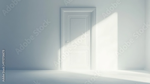A Glowing Door Stands Against A White Background  Inviting Light And Possibilities Into An Empty Space . Generative ai