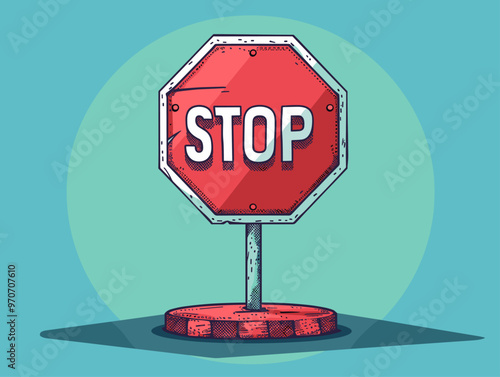 Bold and Bright Stop Sign: A Symbol of Safety and Cautiousness