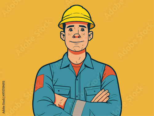 Minimalist Safety Officer: Cartoon Illustration of Responsibility, Leadership, and Workplace Safety photo