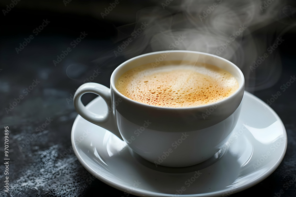 Steaming Hot Coffee Photo - Fresh Cup of Coffee on Dark Background Steaming Hot Coffee Photo - Fresh Cup of Coffee on Dark Background