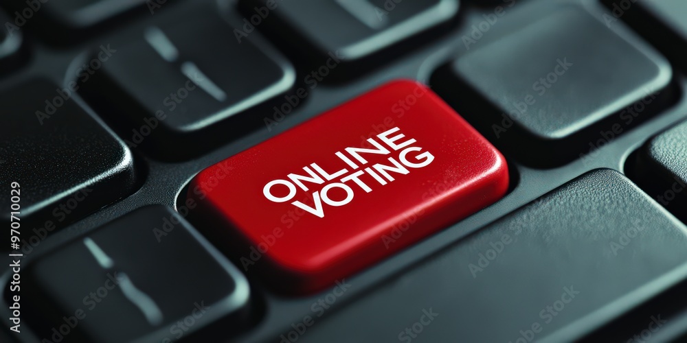 Keyboard with Online Voting Key in Red Text Keyboard with Online Voting Key in Red Text