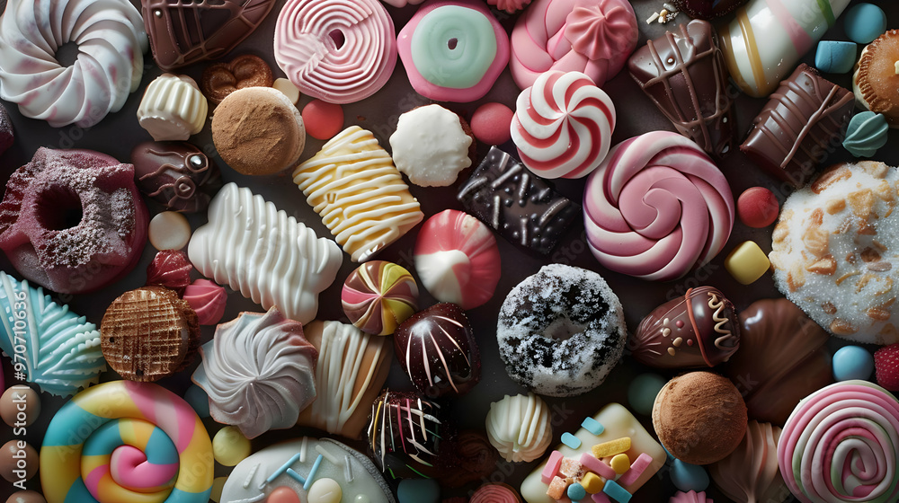Sweet Delight Background - An Illustration of Colorful Chocolate, Candy, and Donuts Sweet Delight Background - An Illustration of Colorful Chocolate, Candy, and Donuts