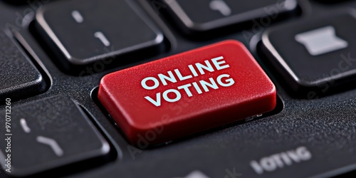 Keyboard with Online Voting Key in Red Text photo