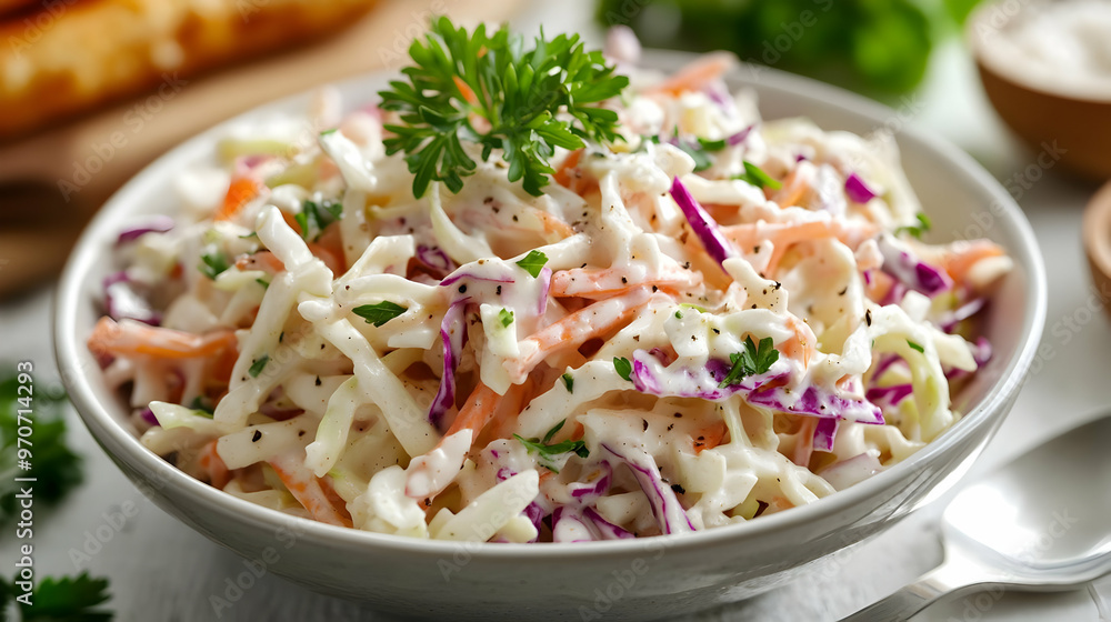 Creamy Red and Green Cabbage Coleslaw Photo Creamy Red and Green Cabbage Coleslaw Photo