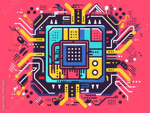 Microchip Marvel: A Cartoon Depiction of Miniaturized Computing Power