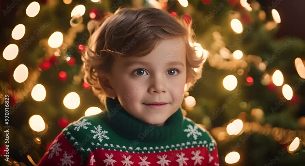 Child in Christmas sweaters. Child in Christmas sweaters.
