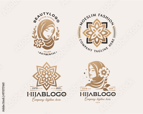 Beauty elegant hijab arabic woman logo design for business company