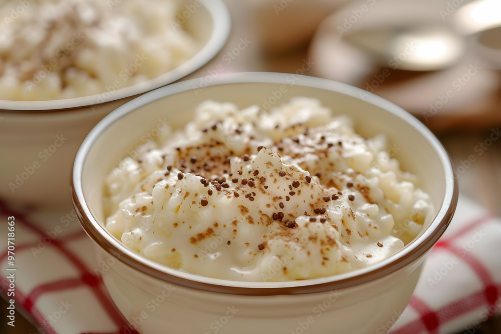 Photo of Creamy Rice Pudding with Cinnamon in a Bowl Photo of Creamy Rice Pudding with Cinnamon in a Bowl