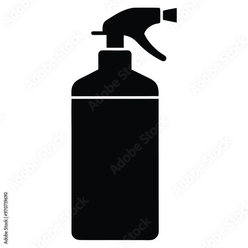 Vector Spray Bottle Silhouette Line Art.