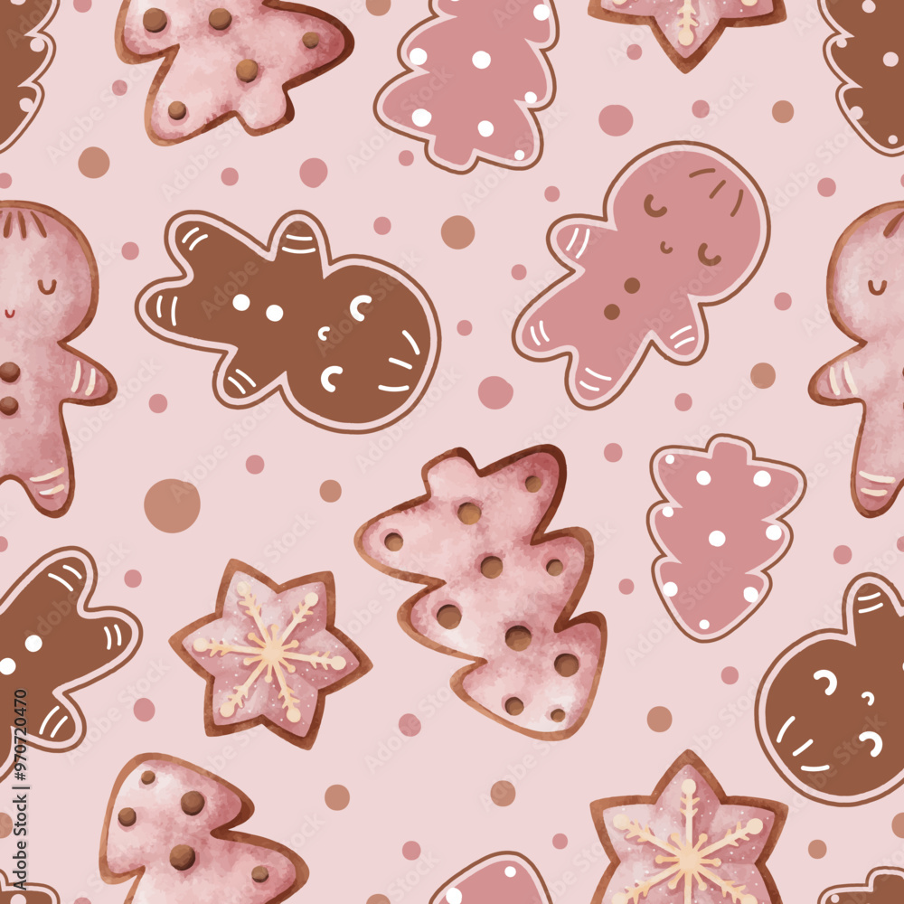 Joyful Winter and Christmas Seamless Pattern Joyful Winter and Christmas Seamless Pattern