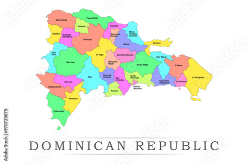 Dominican Republic administrative divisions. Dominican Republic map illustration vector.