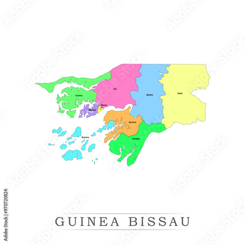 Guinea-bissau administrative divisions. Guinea-bissau map illustration vector.