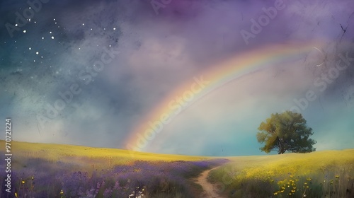 rainbow and flowers illustration