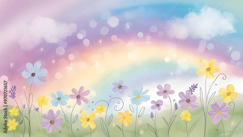 Fototapeta premium Pretty flower watercolor background