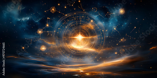 Fototapeta Naklejka Na Ścianę i Meble -  Abstract mystic astrology dark background