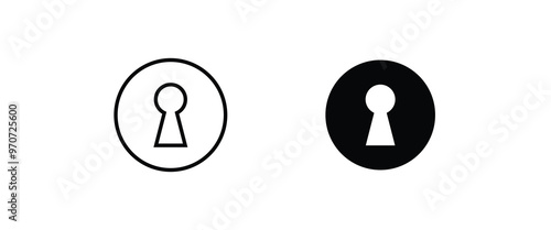 keyhole icon, door lock, key hole, Security, protection line and flat icon set, editable stroke isolated on white, linear vector outline illustration, symbol logo design style