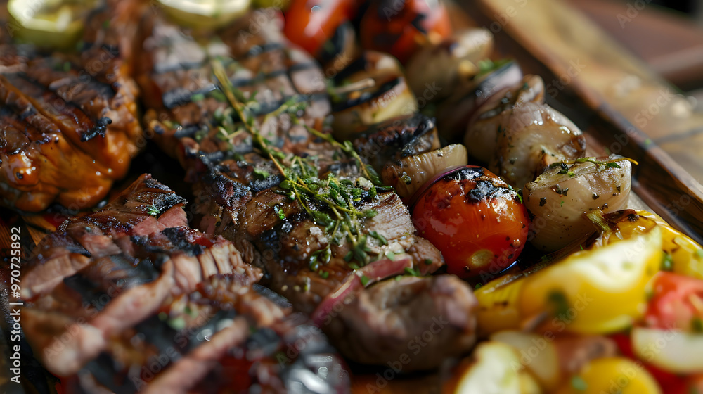 Grilled Steak and Vegetable Skewer Photo - A Delicious Culinary Delight Grilled Steak and Vegetable Skewer Photo - A Delicious Culinary Delight