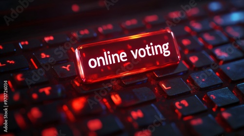 Keyboard with Online Voting Key in Red Text photo