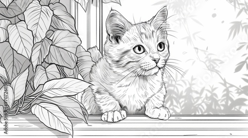 Wallpaper Mural A delightful coloring book featuring adorable cat illustrations, perfect for children and adults alike. Each page showcases a different cat in various poses and settings, ready to be brought to life Torontodigital.ca