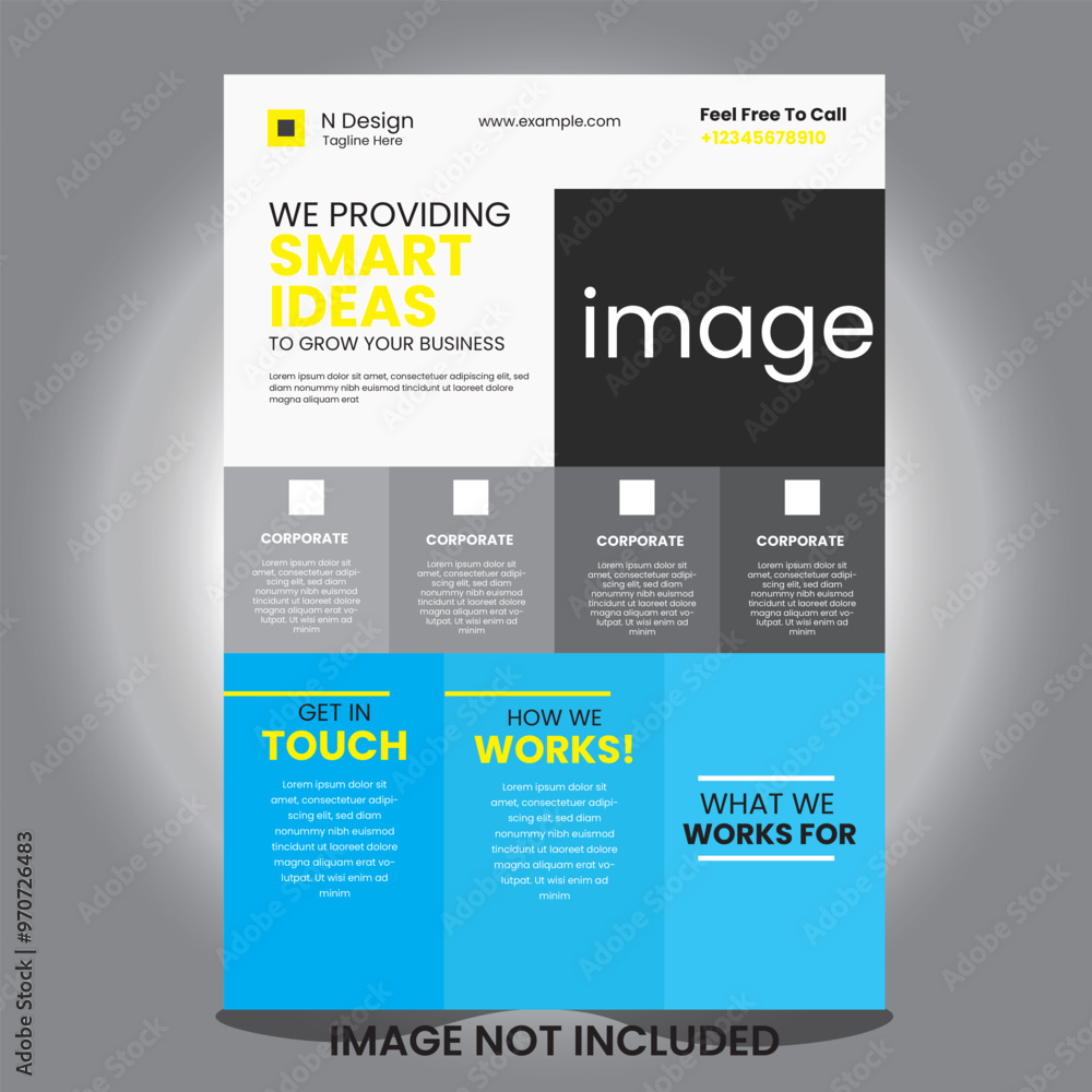 Fototapeta premium CREATIVE MINIMAL SIMPLE BUSINESS MODERN A4 SINGLE SIDED FLYER DESIGN TEMPLATE
