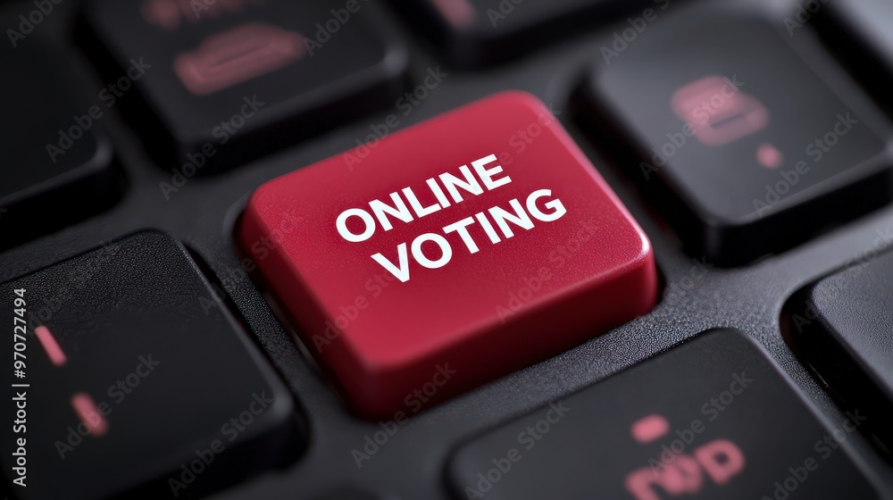 Keyboard with Online Voting Key in Red Text Keyboard with Online Voting Key in Red Text