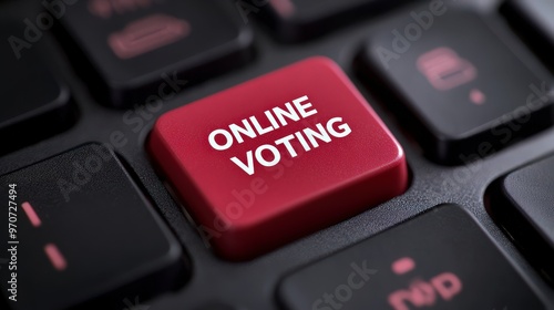 Keyboard with Online Voting Key in Red Text photo