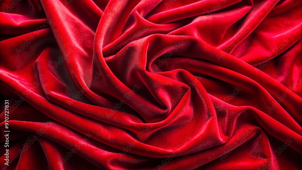 Close-up of luxurious red velvet fabric with folds and soft texture Close-up of luxurious red velvet fabric with folds and soft texture