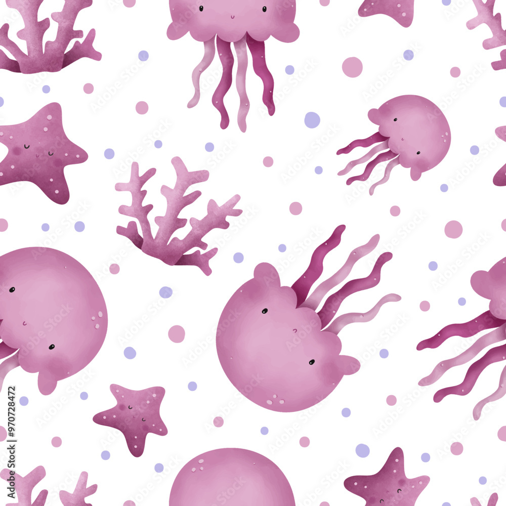 Adorable and fun ocean life seamless pattern Adorable and fun ocean life seamless pattern