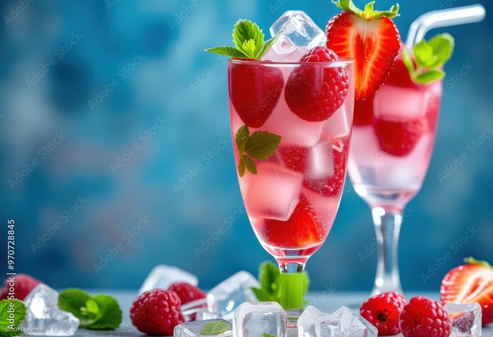 cocktail with strawberry and mint cocktail with strawberry and mint
