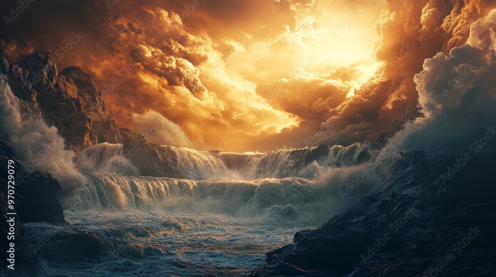 Fototapeta premium Stunning representation of the biblical creation story showcasing god s majestic mastery and design