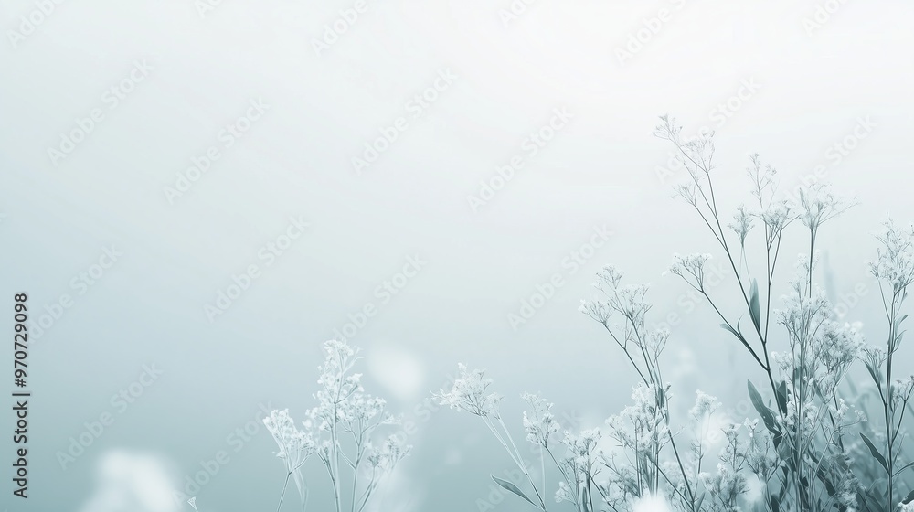 Delicate flowers in mist with a serene and calm backdrop. Delicate flowers in mist with a serene and calm backdrop.