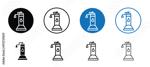 sump pump icons, black and white illustration of a set of sump pump icons 
