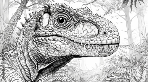 Fototapeta Naklejka Na Ścianę i Meble -  This coloring book is perfect for dinosaur enthusiasts of all ages, with its captivating illustrations and engaging designs.