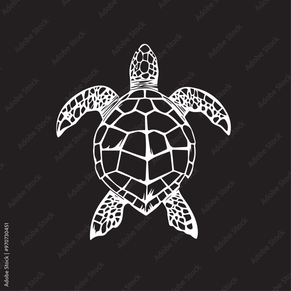 Fototapeta premium Turtle in cartoon, doodle style . Image for t-shirt, web, mobile apps and ui. Isolated 2d vector illustration in logo, icon, sketch style, Eps 10, black and white. AI Generative