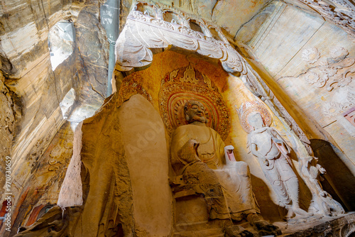 Beautiful scenery of Huayan Temple in Datong, Shanxi, China on a sunny summer day photo